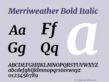 Merriweather Bold Italic Version 2.002 Font Sample