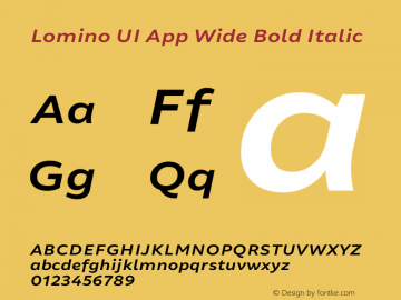 Lomino UI App Wide Bold Italic Version 1.200图片样张