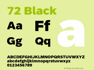 72 Black Version 1.00 Font Sample