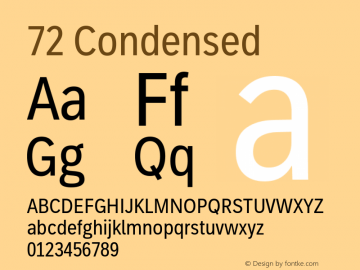 72 Condensed Version 1.02 Font Sample
