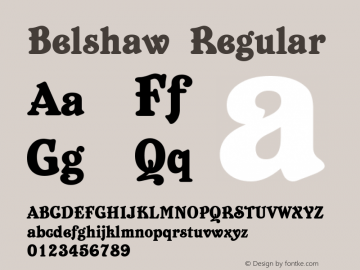 Belshaw Regular Macromedia Fontographer 4.1 03.06.01 Font Sample
