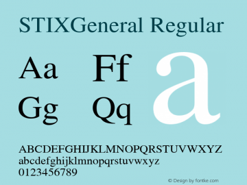 STIXGeneral-Regular Version 1.0.0 Font Sample