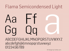 Flama Semicondensed Light Regular Version 1.000 Font Sample