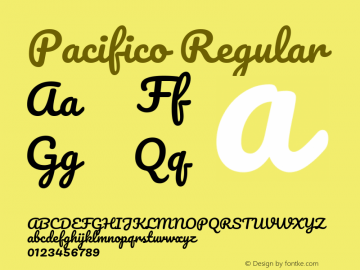 Pacifico Regular Version 3.000 Font Sample
