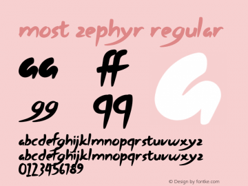 Most Zephyr Version 1.00;July 3, 2020;FontCreator 12.0.0.2535 64-bit图片样张