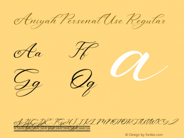 Aniyah Personal Use Version 1.00;August 31, 2020;FontCreator 12.0.0.2567 64-bit图片样张