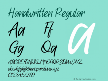 Handwritten Version 1.00;July 1, 2020;FontCreator 12.0.0.2563 64-bit Font Sample