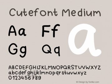 Cutefont Version 001.000 Font Sample