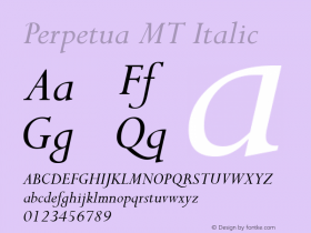 Perpetua MT Italic Version 2.20图片样张