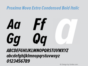 ProximaNovaExCn-BoldIt Version 1.101;PS 001.001;hotconv 1.0.38 Font Sample