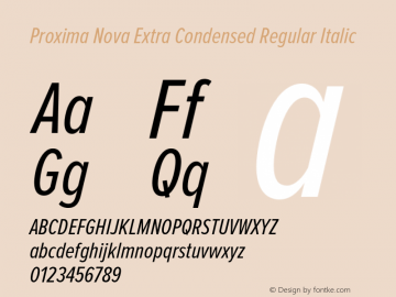 ProximaNovaExCn-RegularIt Version 1.101;PS 001.001;hotconv 1.0.38 Font Sample