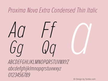 ProximaNovaExCn-ThinIt Version 1.101;PS 001.001;hotconv 1.0.38 Font Sample