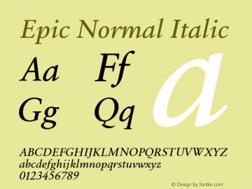 Epic-NormalItalic Version 1.000 2007 initial release图片样张