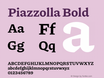 Piazzolla Bold Version 2.001 Font Sample