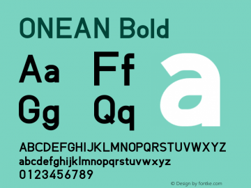 ONEAN Bold Version 1.000;hotconv 1.0.109;makeotfexe 2.5.65596图片样张