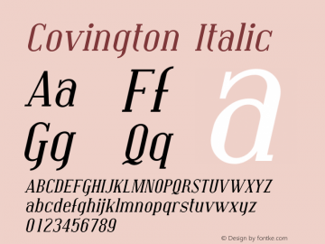 Covington Italic Version 1.0; 2001; initial release图片样张