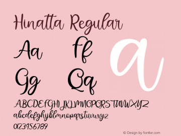 Hinatta Version 1.00;July 20, 2020;FontCreator 11.5.0.2422 64-bit Font Sample