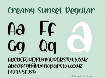 Creamy Sunset Version 1.00;September 15, 2020;FontCreator 11.5.0.2430 64-bit图片样张