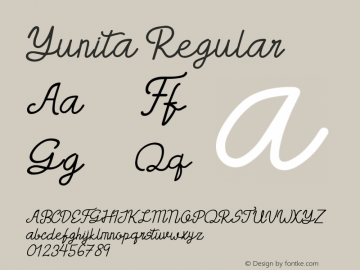 Yunita Regular Version 1.00;September 13, 2020;FontCreator 12.0.0.2547 64-bit图片样张
