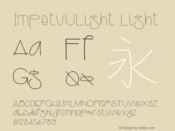 ImpetuULight Light Version 001.000 Font Sample