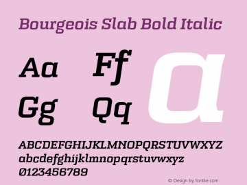 Bourgeois Slab Bold Italic Version 1.000;PS 001.000;hotconv 1.0.88;makeotf.lib2.5.64775 Font Sample