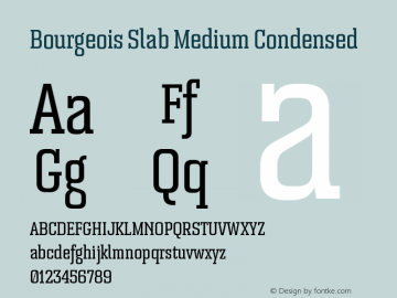 Bourgeois Slab Medium Condensed Version 1.000;PS 001.000;hotconv 1.0.88;makeotf.lib2.5.64775 Font Sample