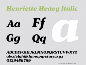 Henriette-HeavyItalic Version 1.017;PS 001.017;hotconv 1.0.88;makeotf.lib2.5.64775 Font Sample