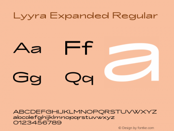 Lyyra Expanded Regular Version 1.000 | w-rip DC20190605 Font Sample