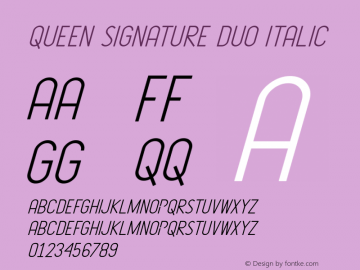 Queen Signature Duo Italic Version 1.00;August 18, 2020;FontCreator 12.0.0.2563 64-bit图片样张