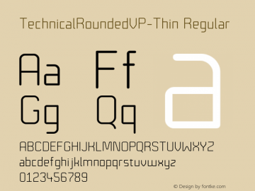 Technical Rounded VP W05 Thin Version 1.00 Font Sample