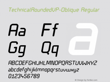 Technical Rounded VP W03 Obl Version 1.00 Font Sample