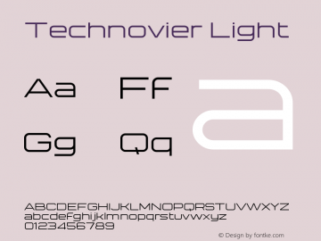 Technovier Light Version 1.00;August 25, 2020;FontCreator 13.0.0.2643 64-bit图片样张