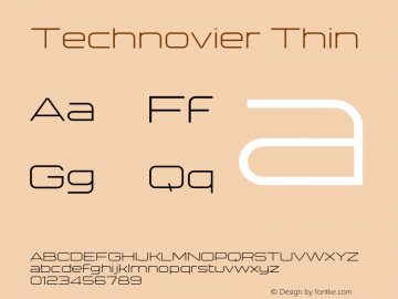 Technovier Thin Version 1.00;August 25, 2020;FontCreator 13.0.0.2643 64-bit图片样张