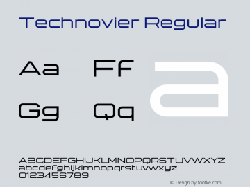 Technovier Version 1.00;August 25, 2020;FontCreator 13.0.0.2643 64-bit图片样张