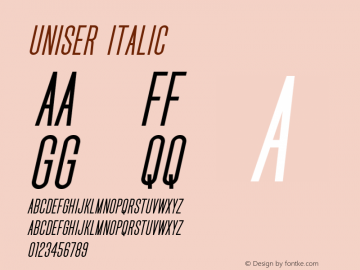 Uniser Italic Version 1.00;July 11, 2020;FontCreator 13.0.0.2643 64-bit图片样张