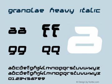 Granolae Heavy Italic 1.00 Font Sample