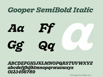 Gooper-SemiBoldItalic Version 0.002;PS 000.002;hotconv 1.0.88;makeotf.lib2.5.64775 Font Sample