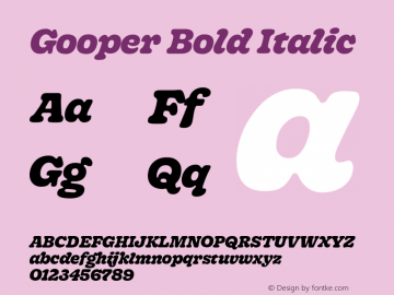 Gooper-BoldItalic Version 0.002;PS 000.002;hotconv 1.0.88;makeotf.lib2.5.64775 Font Sample