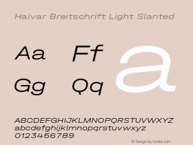 Halvar Breitschrift Light Slanted Version 1.000 Font Sample