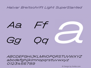 Halvar Breitschrift Light SuperSlanted Version 1.000图片样张