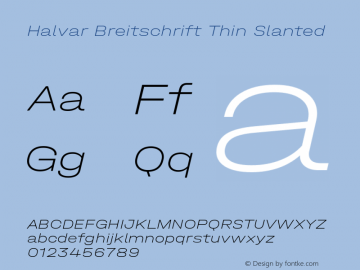 Halvar Breitschrift Thin Slanted Version 1.000图片样张