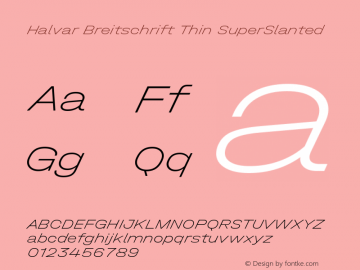 Halvar Breitschrift Thin SuperSlanted Version 1.000图片样张