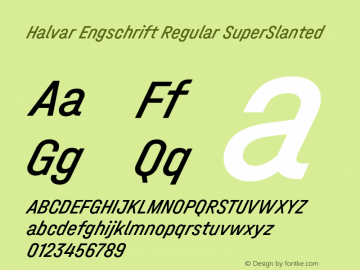 Halvar Engschrift Regular SuperSlanted Version 1.000 Font Sample