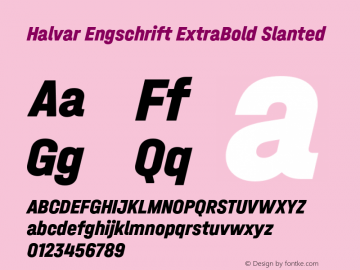 Halvar Engschrift ExtraBold Slanted Version 1.000 Font Sample