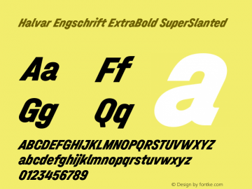 Halvar Engschrift ExtraBold SuperSlanted Version 1.000 Font Sample