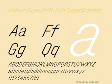 Halvar Engschrift Thin SuperSlanted Version 1.000图片样张