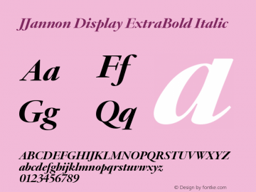 JJannonDisplay-ExtraBoldItalic Version 1.0 | wf-rip DC20190210图片样张