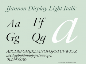 JJannonDisplay-LightItalic Version 1.0 | wf-rip DC20190210 Font Sample