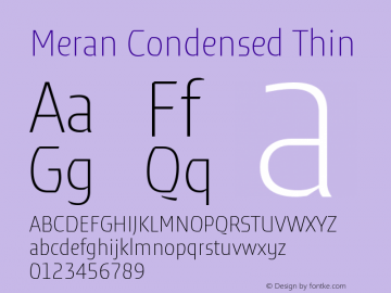 MeranCondensed-Thin Version 3.001 Font Sample