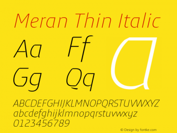 Meran-ThinItalic Version 3.001图片样张